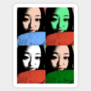 BEAUTIFUL FUNNY ASIAN GIRL POP ART COLOR Sticker